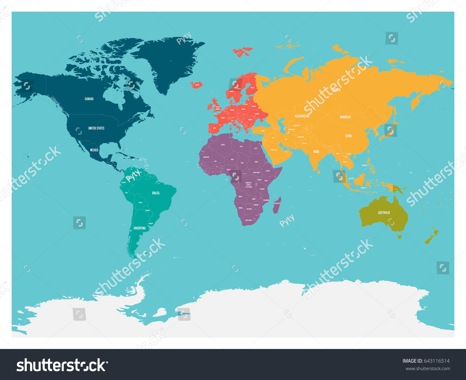 Political map of world with Antarctica. - Royalty Free Stock Vector ...