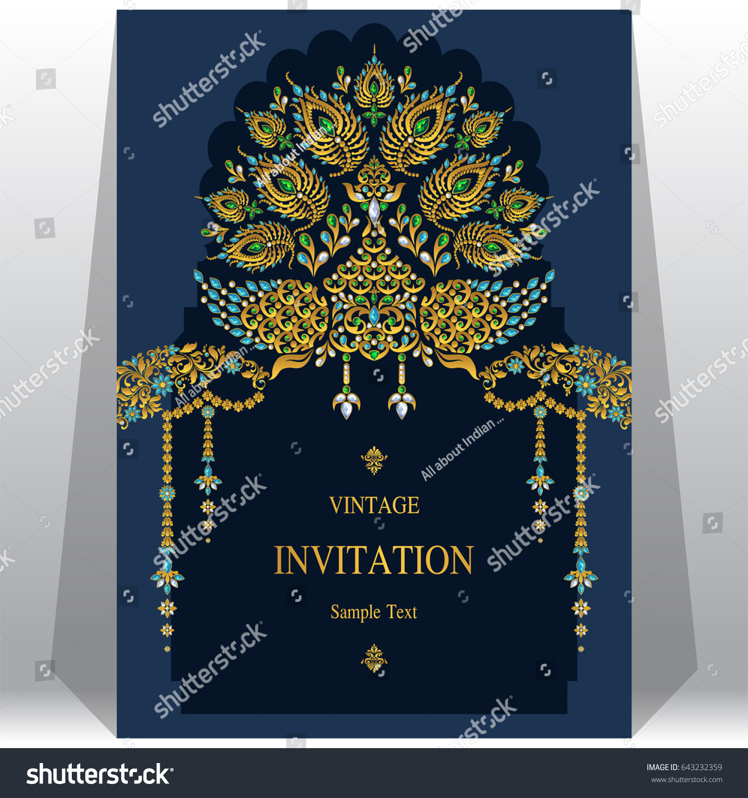 Invitation Card Templates With Gold Peacock Royalty Free Stock Vector