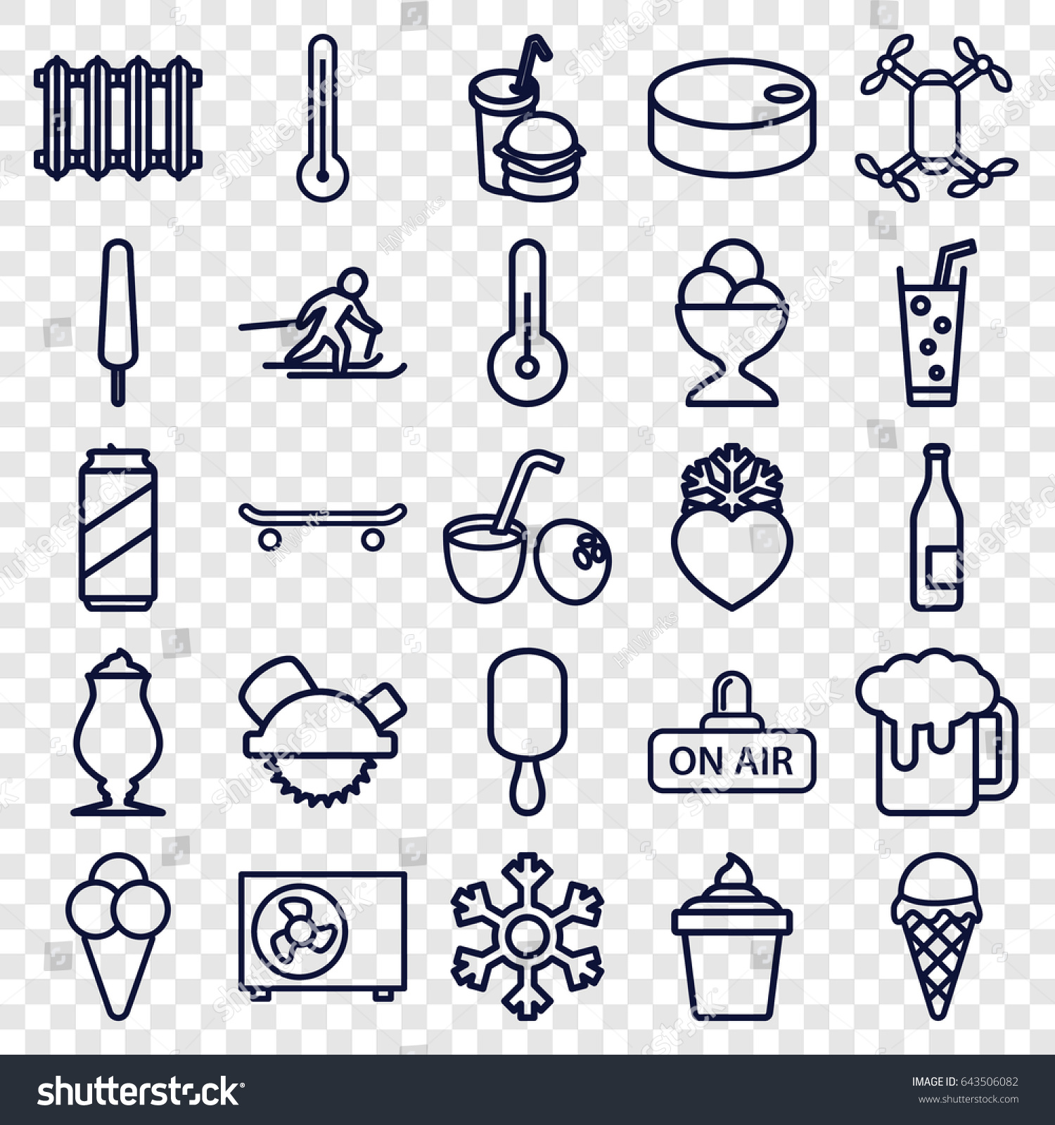 Cold icons set. set of 25 cold outline icons - Royalty Free Stock ...