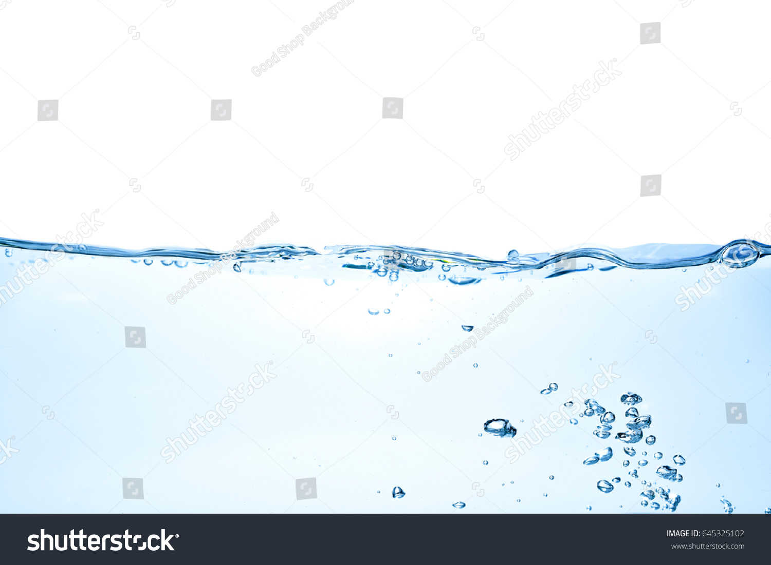 Clear water waves. Water wave isolated on white background #645325102