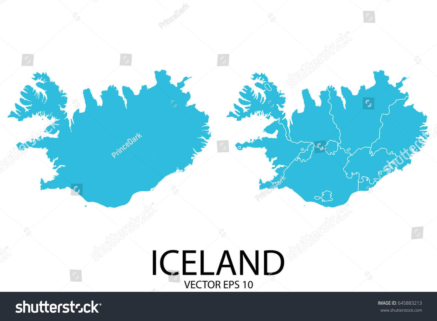 Couple Set Map - Blue Map of Iceland. - Royalty Free Stock Vector ...