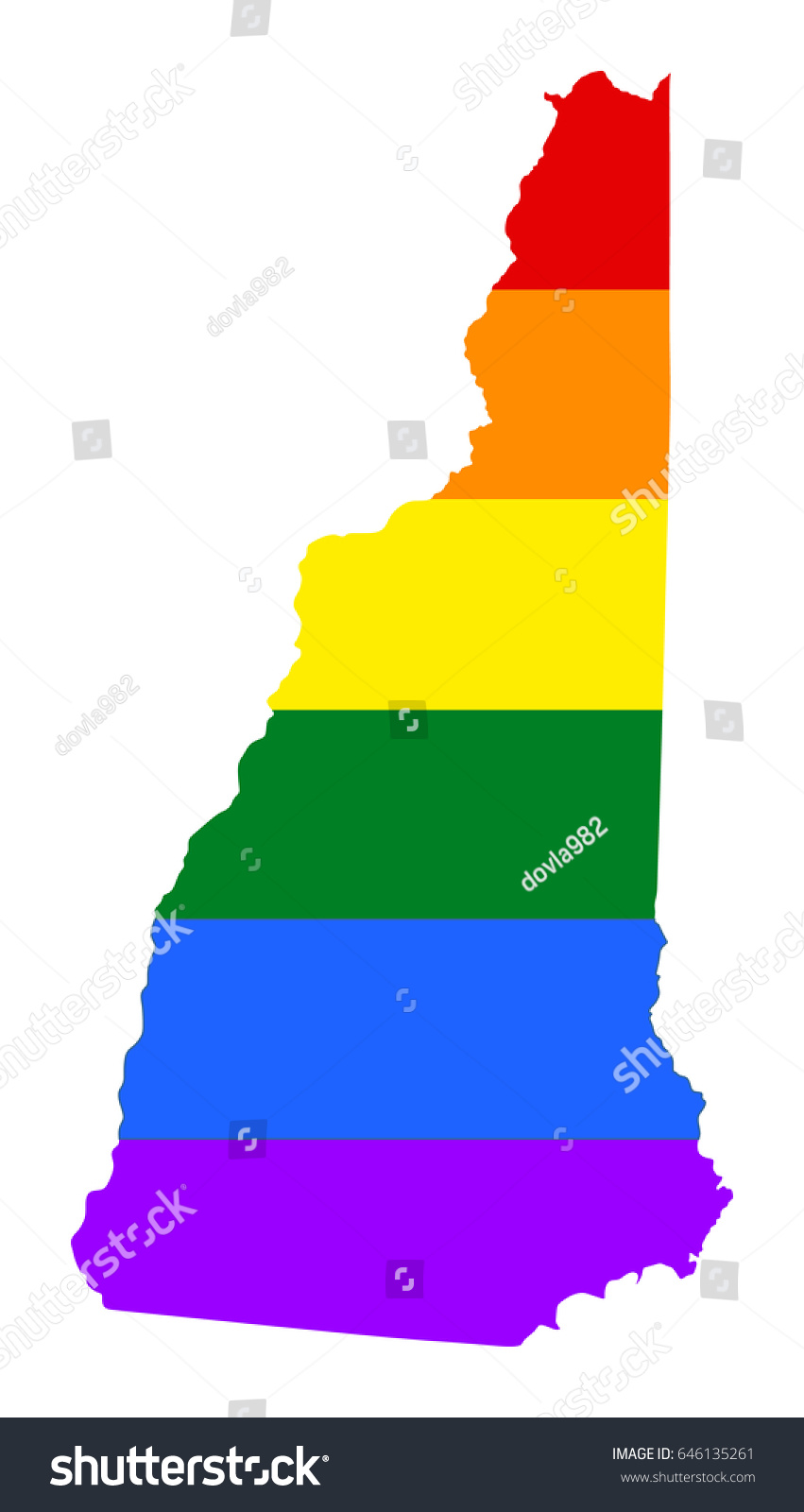 New Hampshire pride gay map with rainbow flag Royalty Free Stock