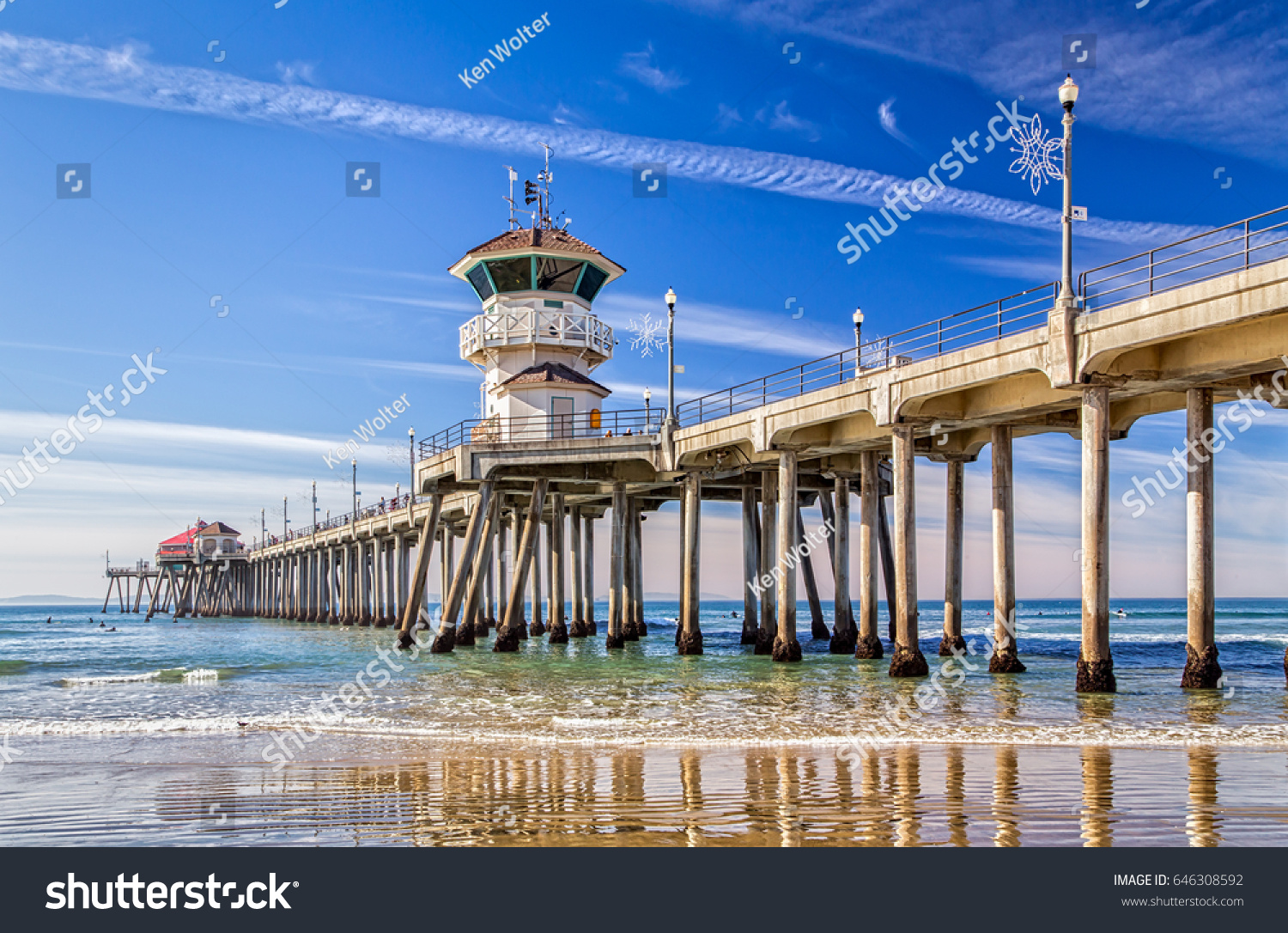 The Huntington Beach Pier in Huntington Beach, California. #646308592