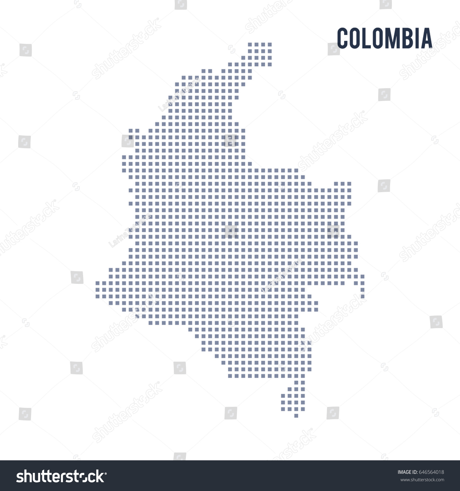 Vector pixel map of Colombia isolated on white - Royalty Free Stock ...