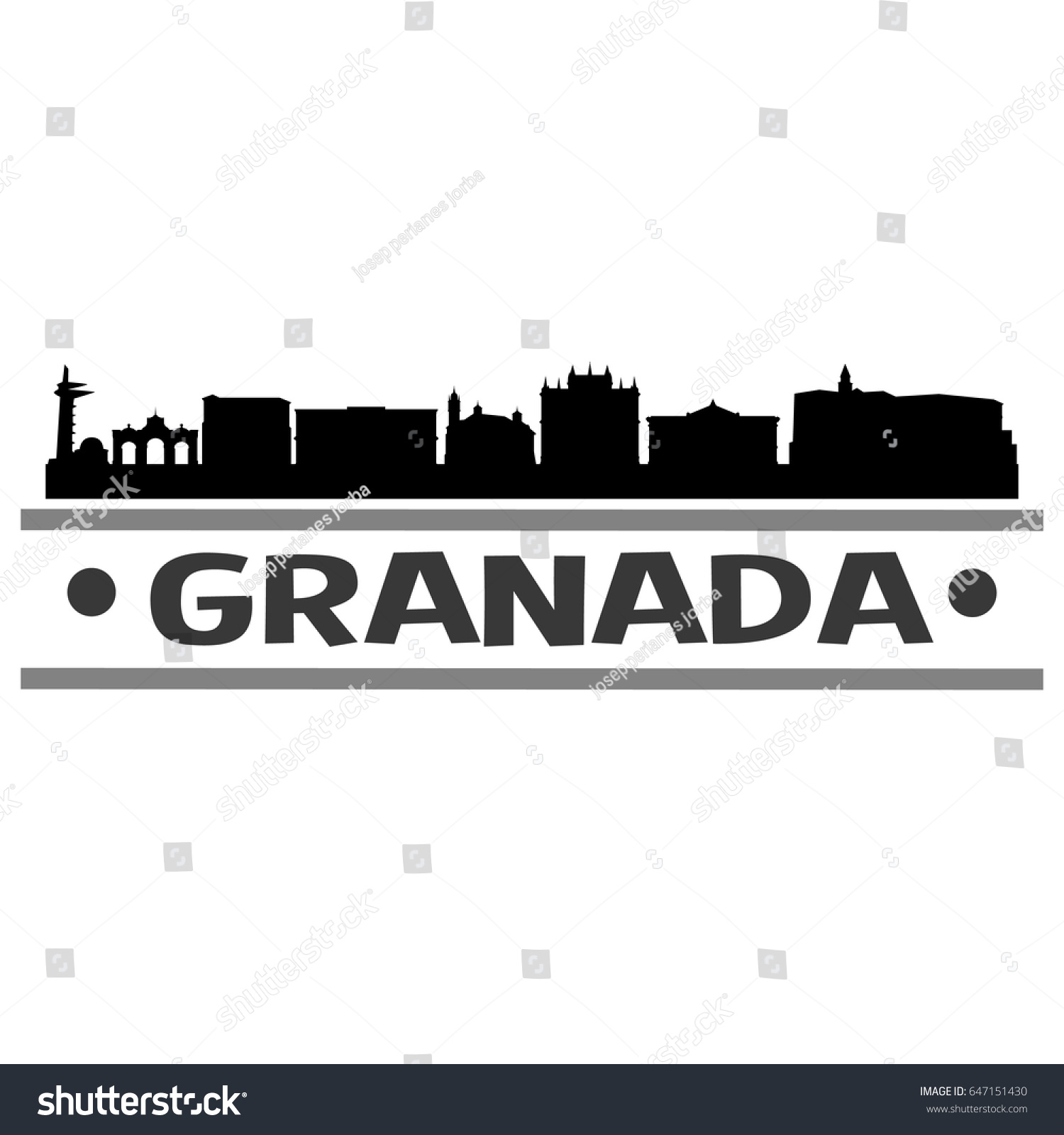 Granada Skyline Silhouette Skyline Stamp Vector Royalty Free Stock