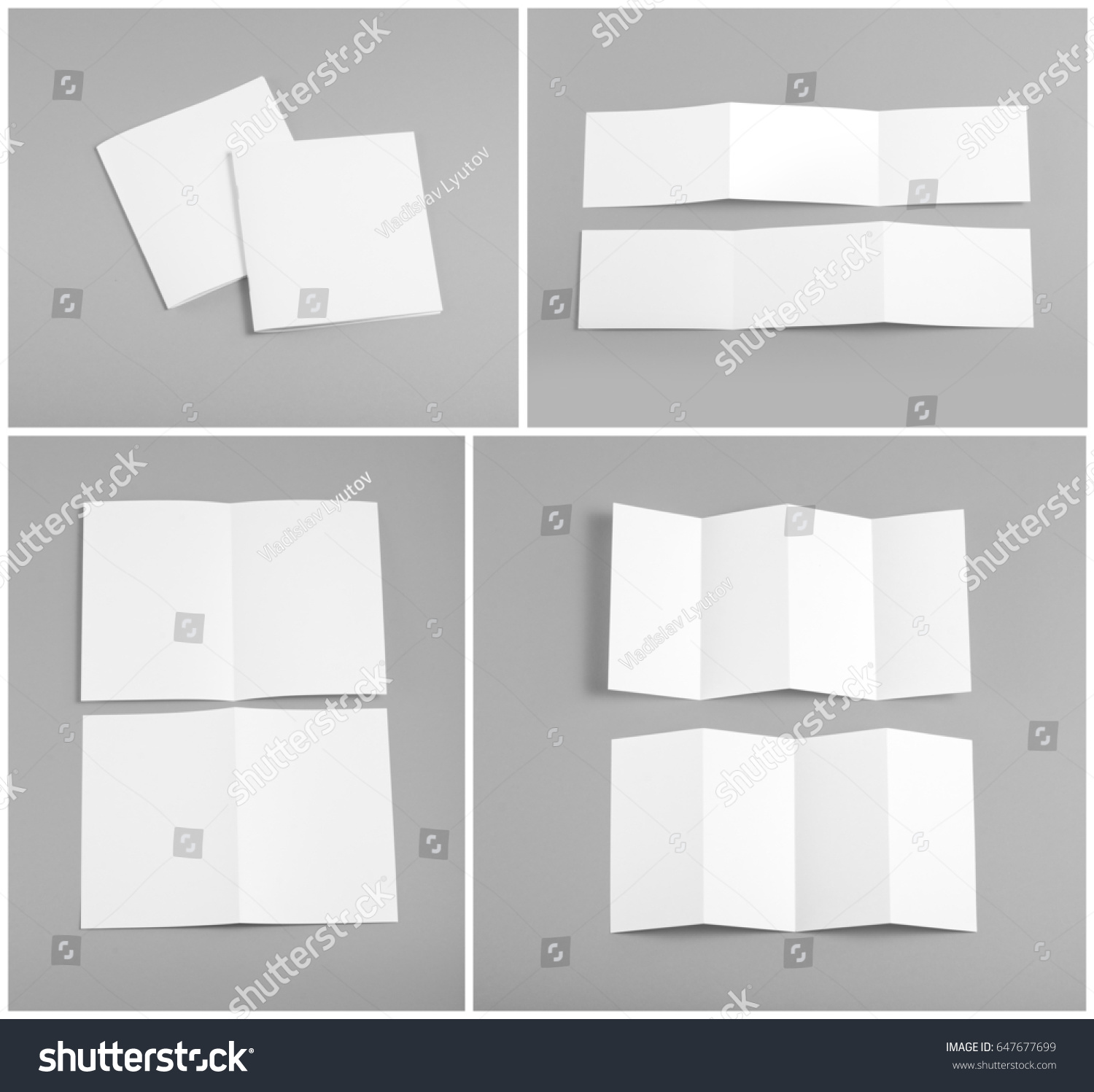 Identity design, corporate templates, company style, set of booklets, blank white folding paper flyer #647677699