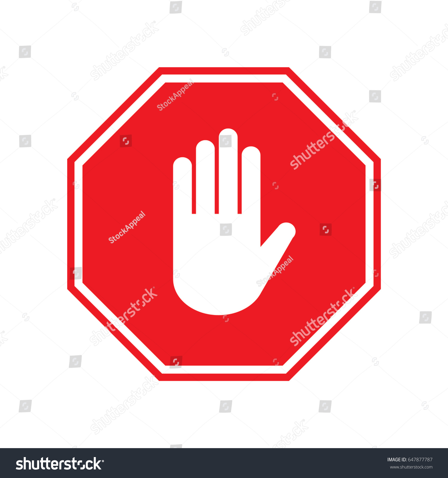 Vector no entry / hand stop sign icon - Royalty Free Stock Vector ...