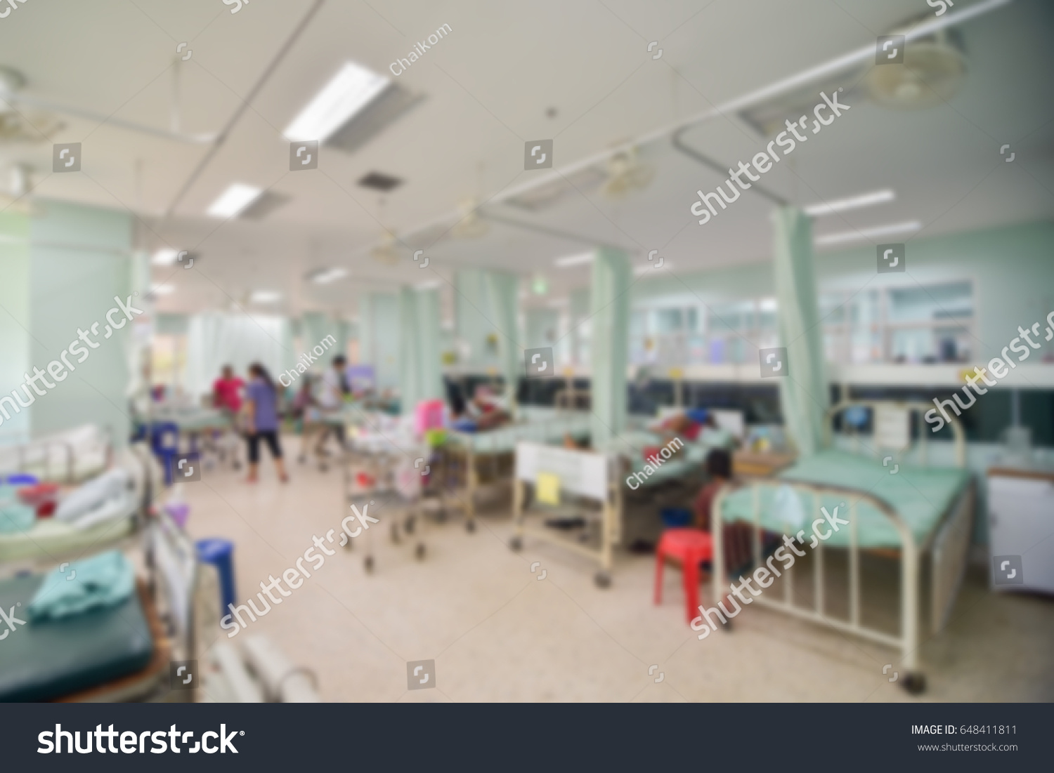 Blurred of nursing care and treatment for patient in the hospital  #648411811