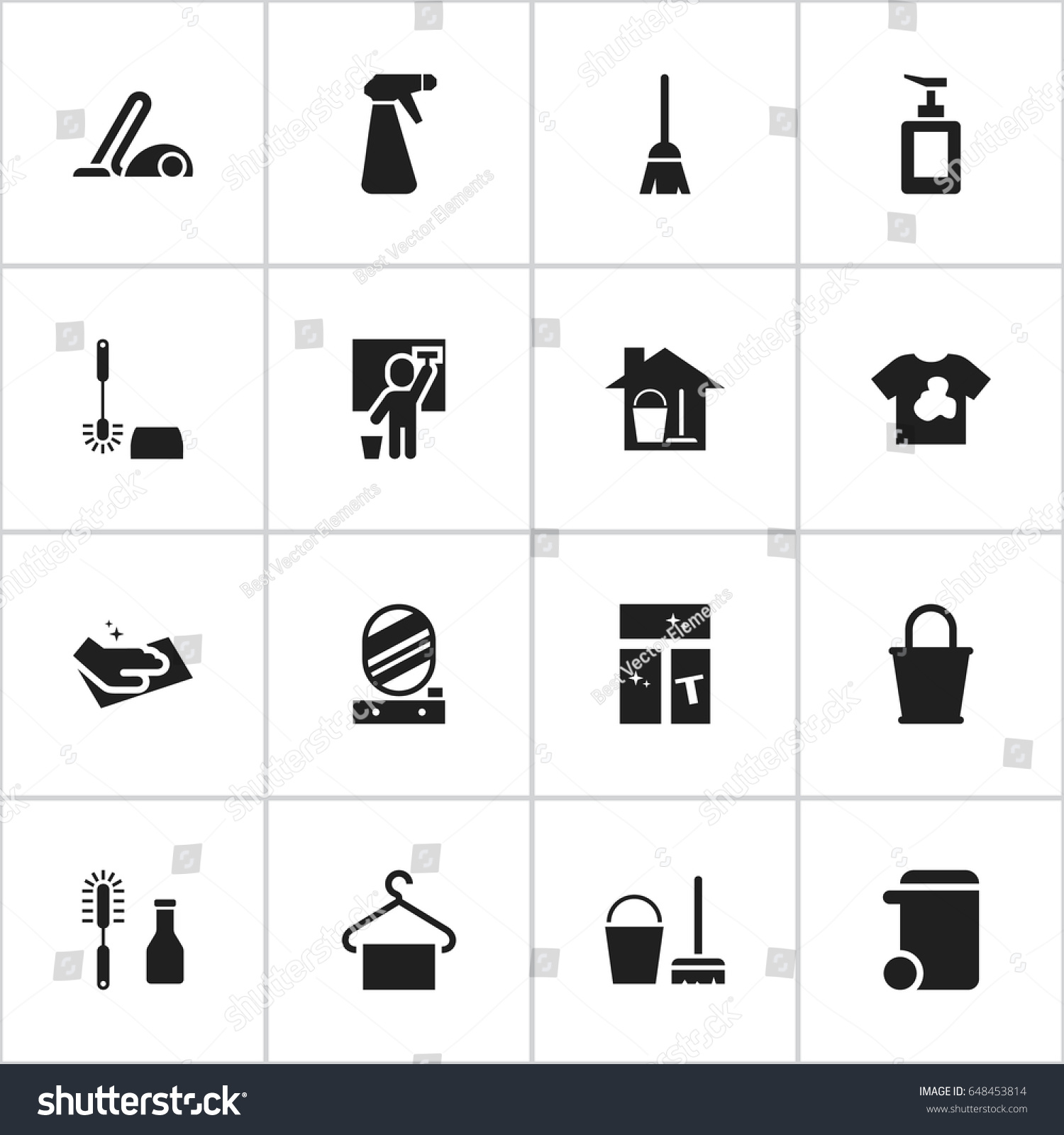 Set Of 16 Editable Cleanup Icons Includes Royalty Free Stock Vector 648453814 