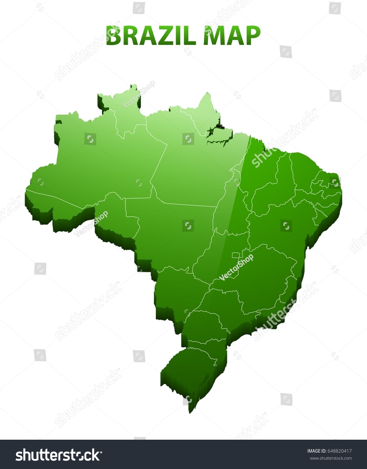 Highly Detailed Three Dimensional Map Of Brazil Royalty Free Stock