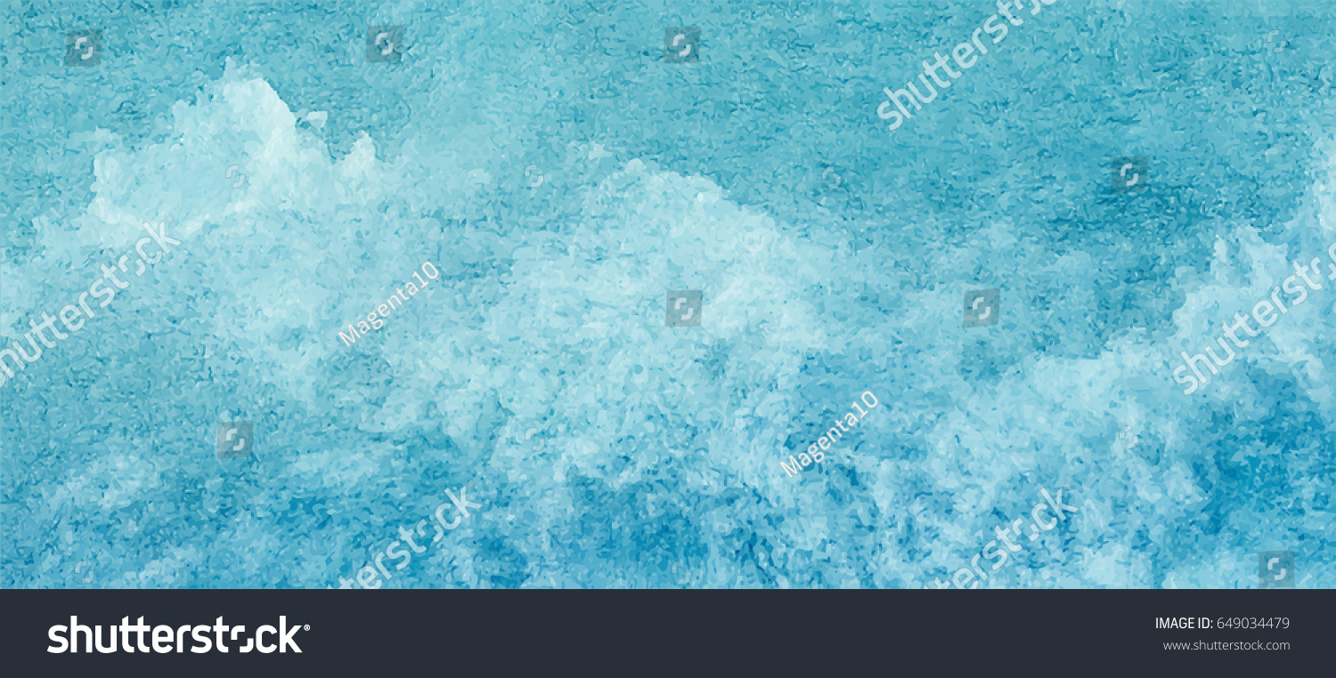 Sea water texture, abstract hand painted watercolor background, vector illustration #649034479