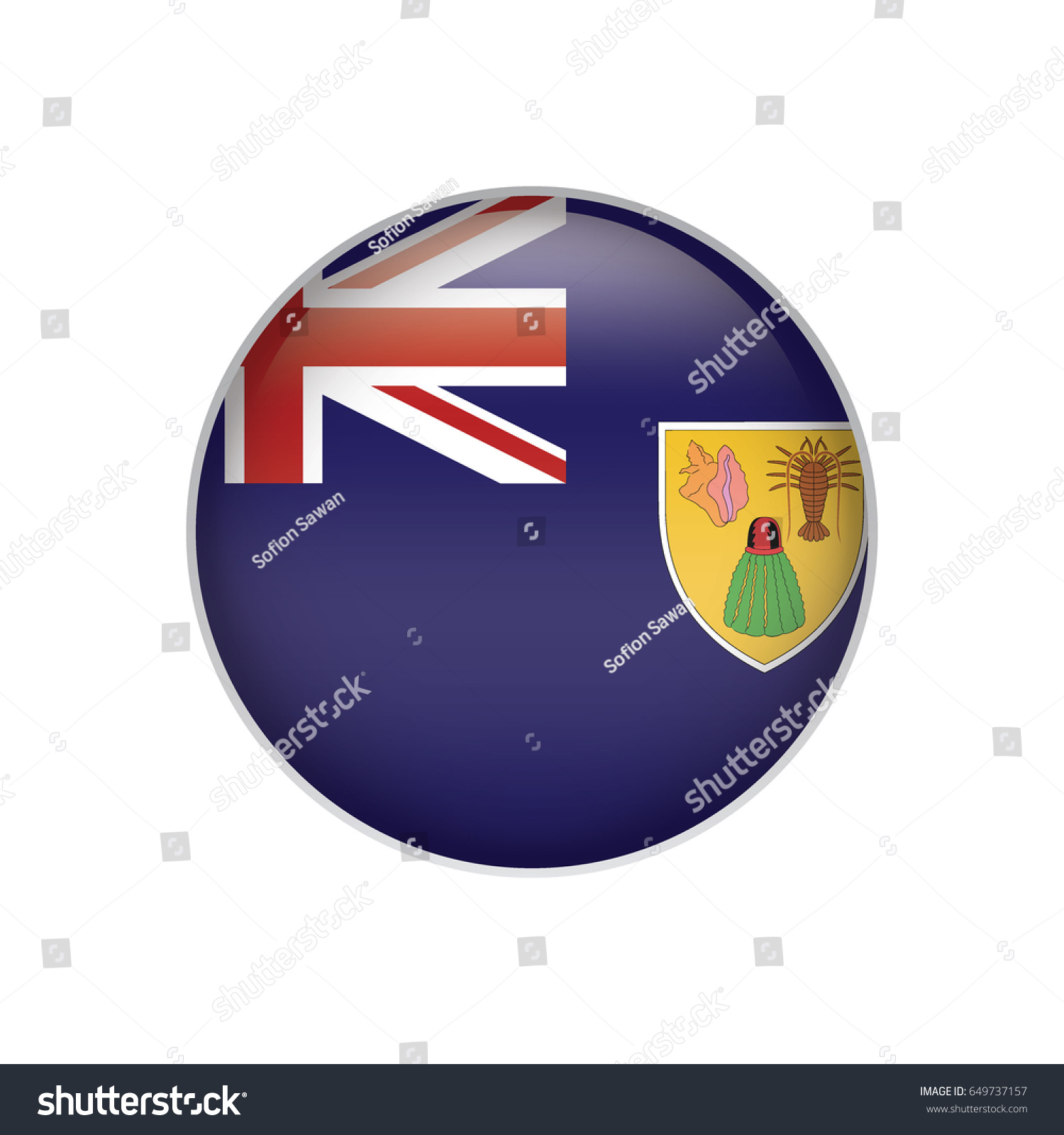 Turk-sand Cai-cos Islands flag button - Royalty Free Stock Vector ...