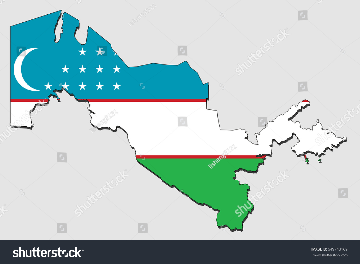 Map Of Uzbekistan Filled With The National Flag Royalty Free Stock   Avopix 649743169 