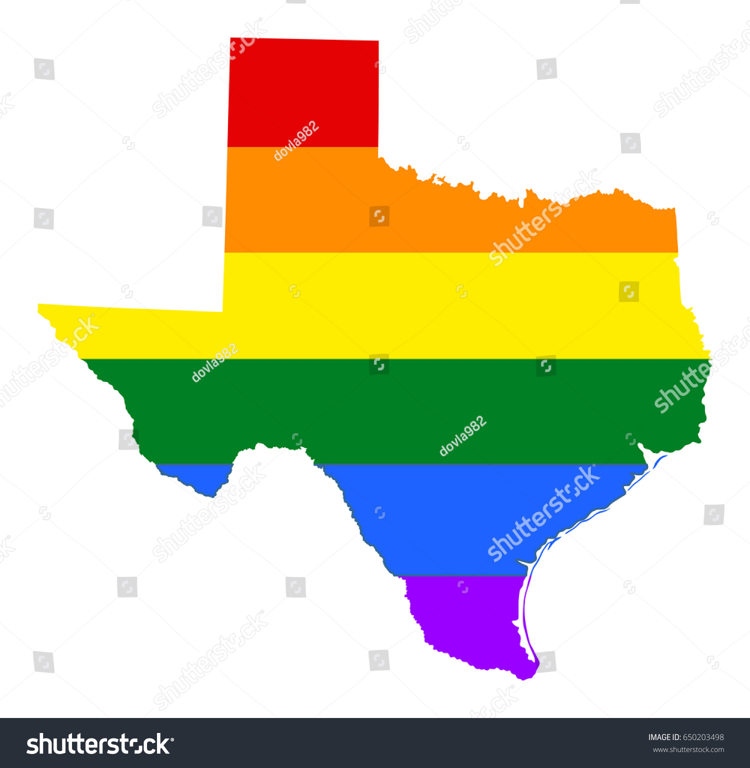 Texas pride gay map vector with rainbow flag Royalty Free Stock