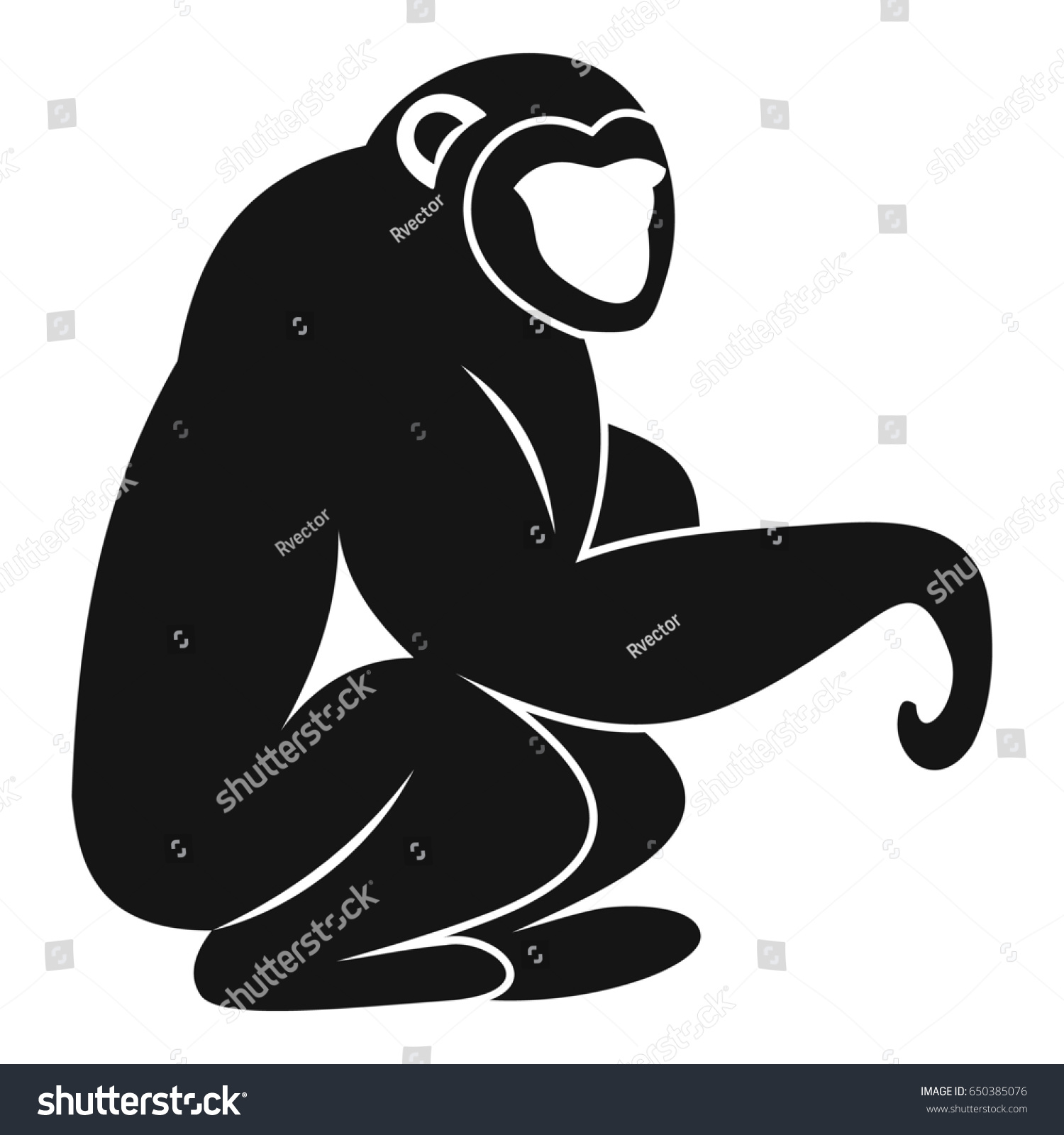 Monkey sitting icon. Simple illustration of - Royalty Free Stock Photo ...