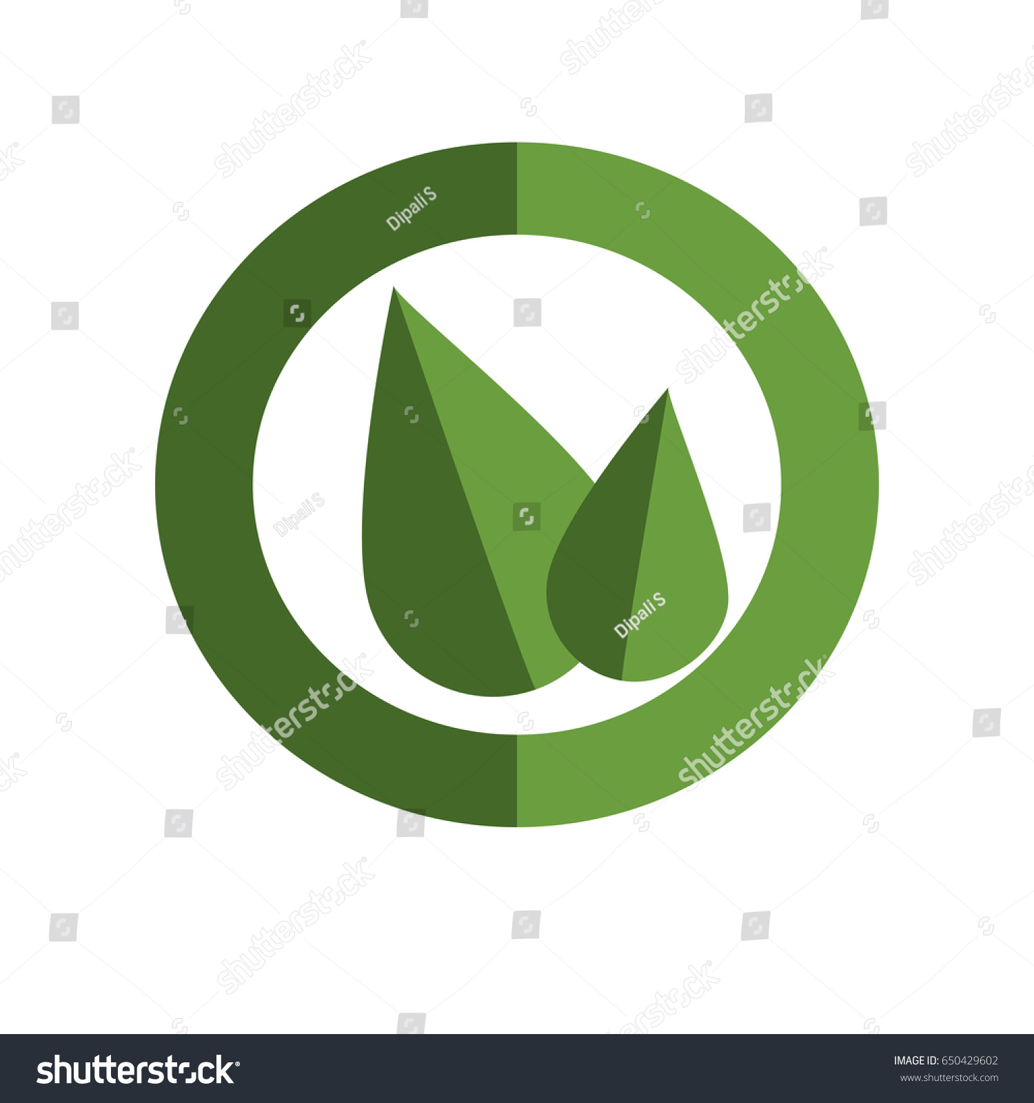 Two leaves in a circle emblem vector - Royalty Free Stock Vector ...