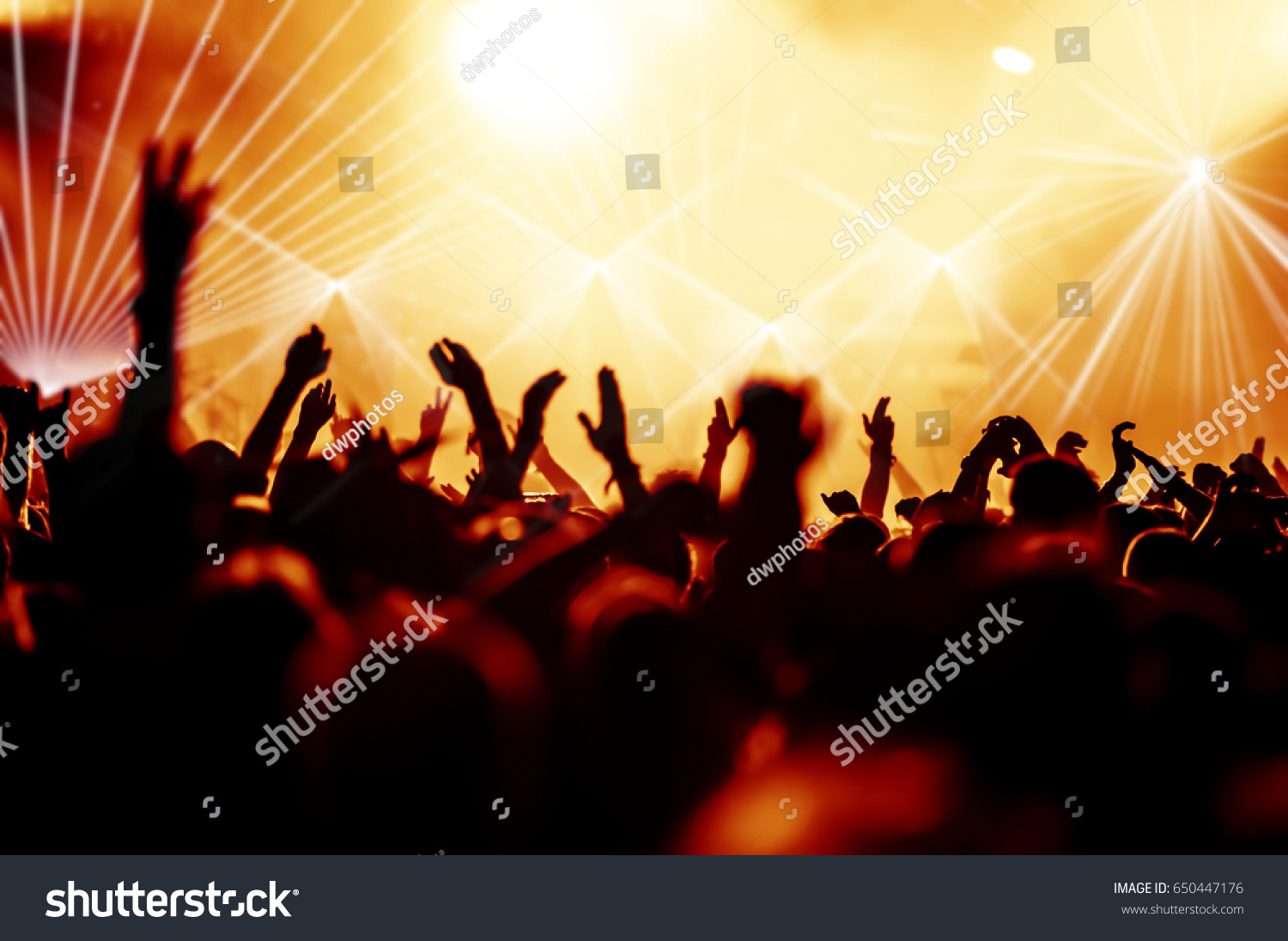 cheering crowd at a rock concert #650447176