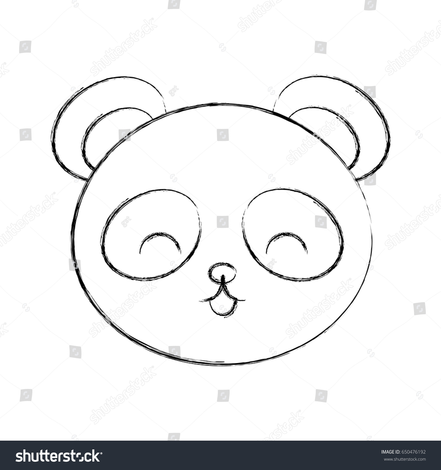 cute sketch draw panda bear face - Royalty Free Stock Vector 650476192 ...