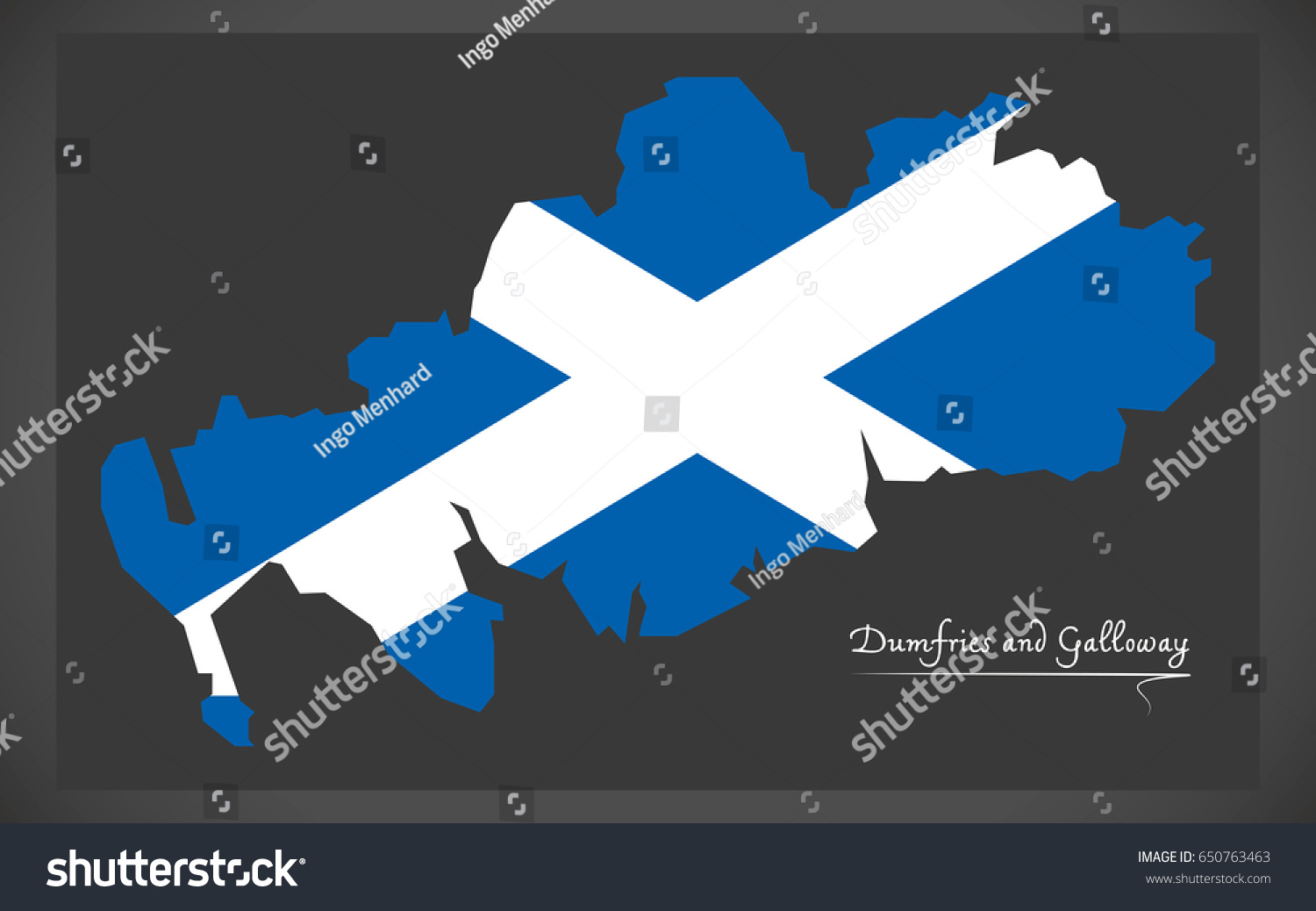 Dumfries and Galloway map with Scottish national - Royalty Free Stock ...