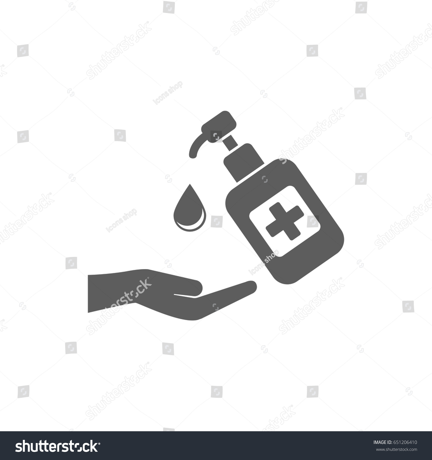 Hand sanitizer icon in trendy flat style isolated on white background. Symbol for your web site design, logo, app, UI. Vector illustration, EPS #651206410