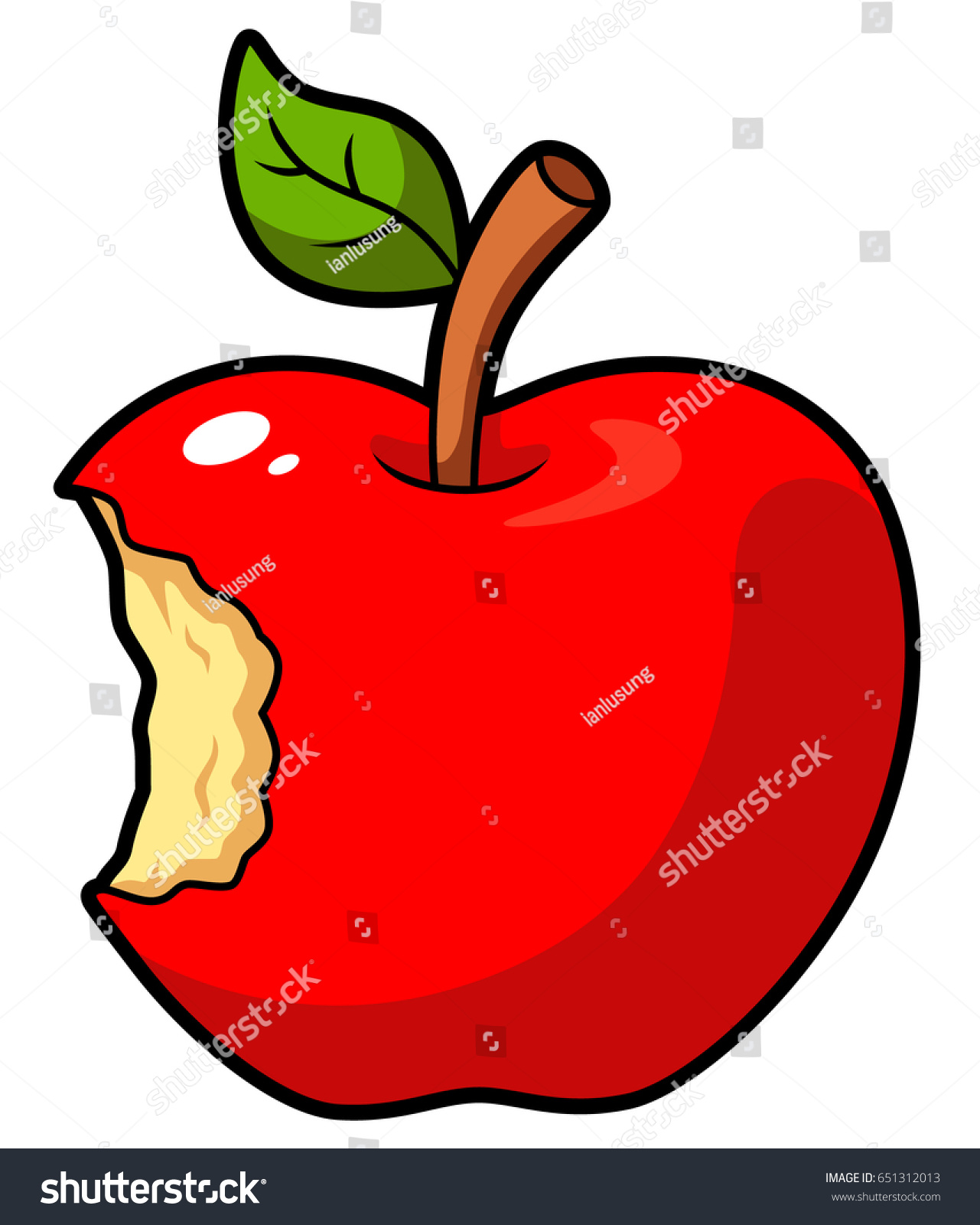 Cartoon Apple With Bite Royalty Free Stock Vector 651312013