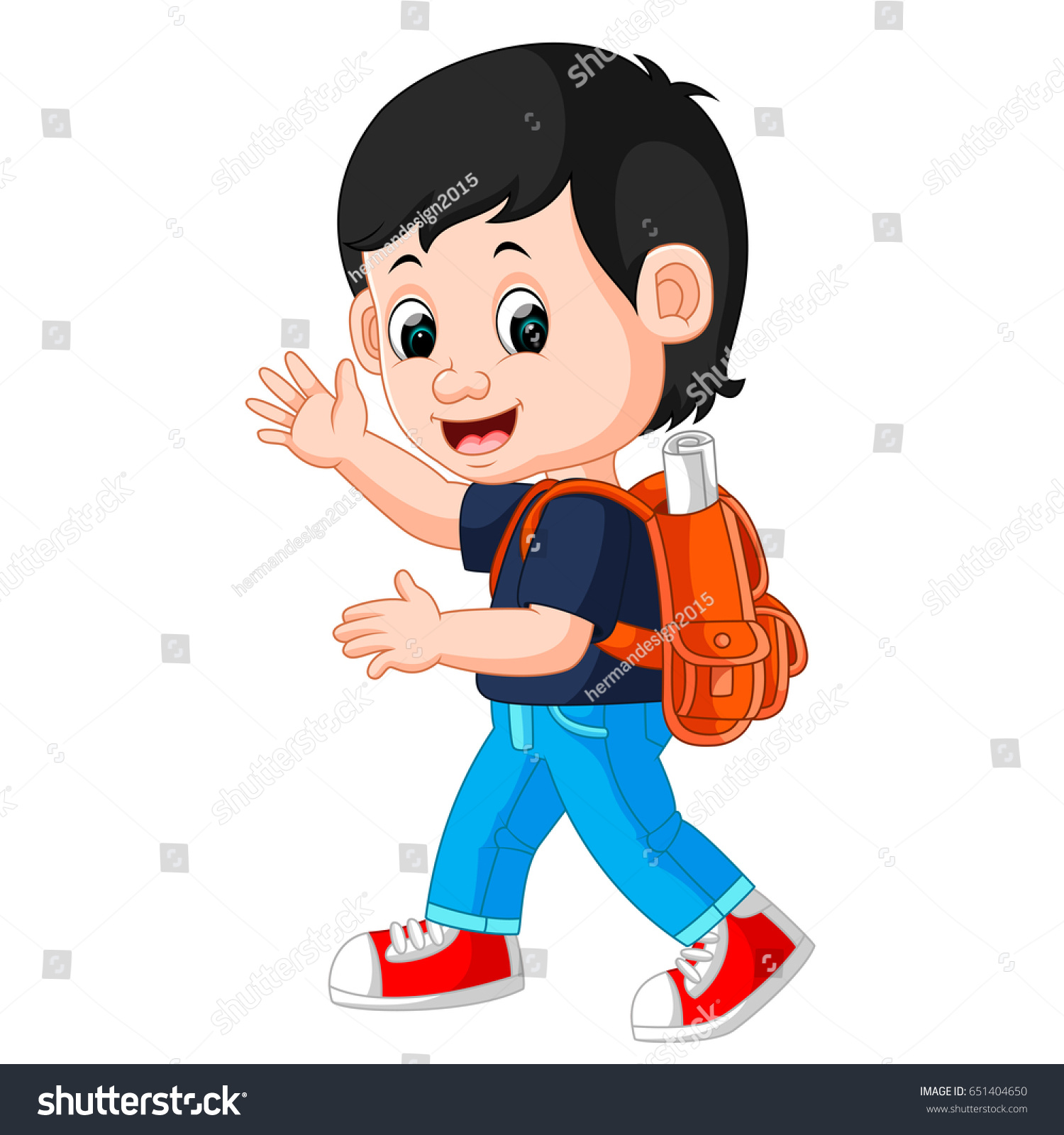 Cute Boy Go To School - Royalty Free Stock Photo 651404650 - Avopix.com