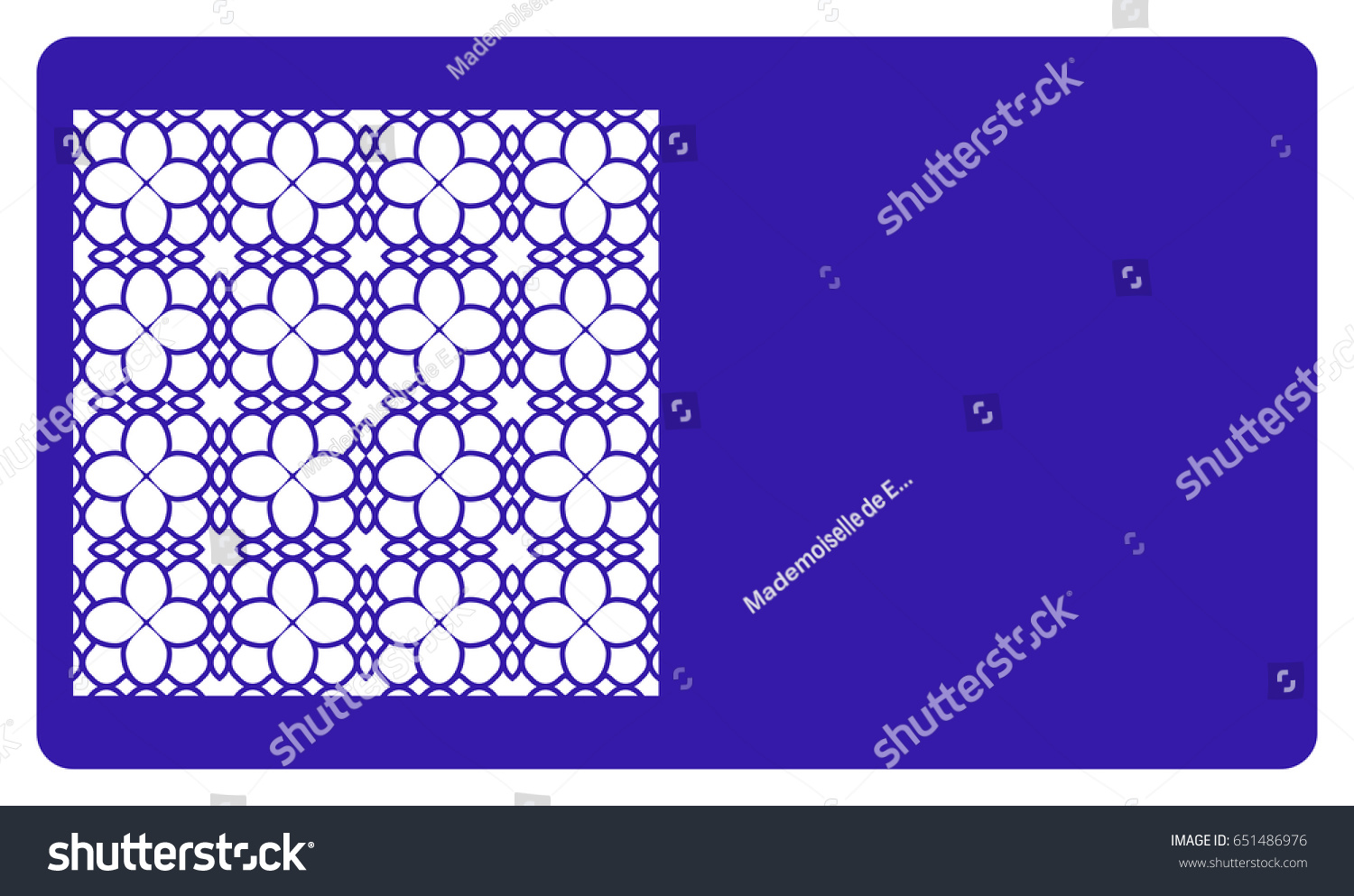 Business card template. Cut out cards with lace pattern. Modern geometric card for laser cutting. Vector illustration. #651486976