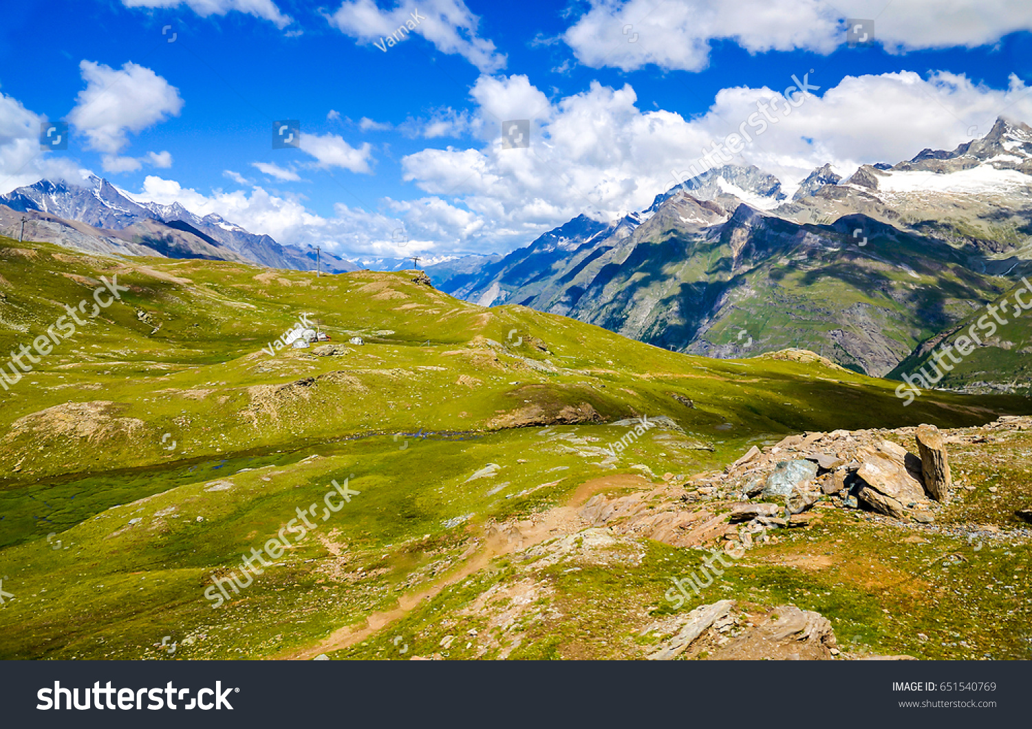 Mountain range grass Alpine  landscape #651540769