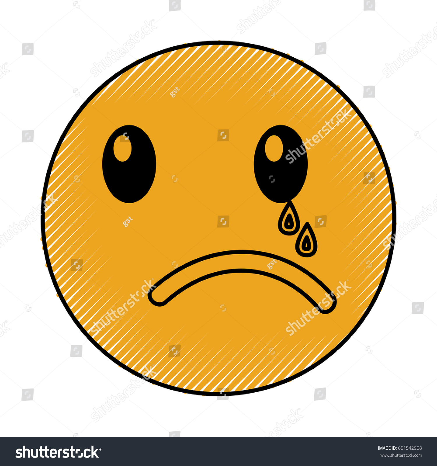 Crying Emoticon Face Kawaii Style Royalty Free Stock Vector 651542908