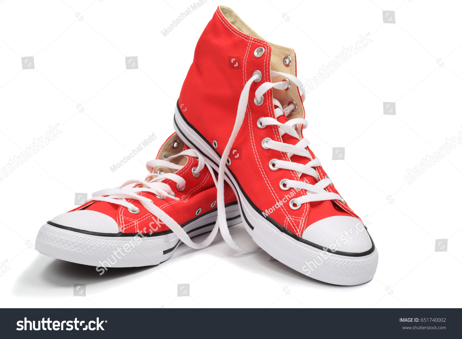 Red canvas sneakers, isolated with clipping path #651740002