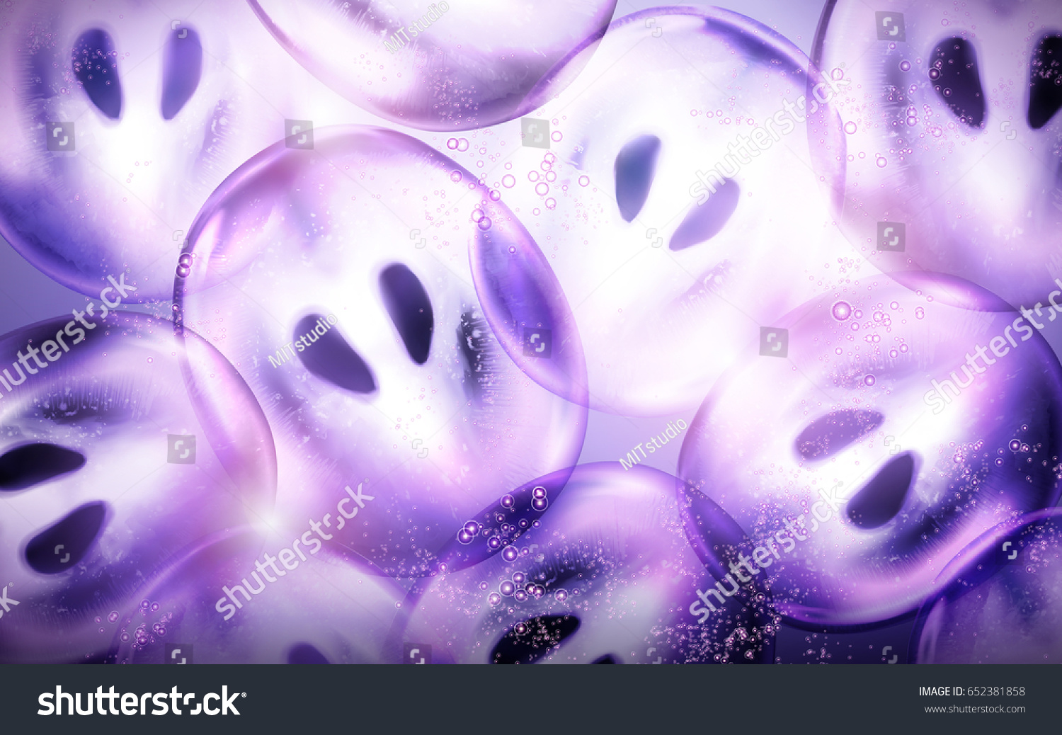 grape flesh and seed elements, can be used as design elements, purple background 3d illustration #652381858