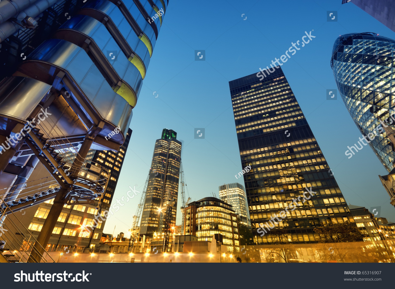 Skyscrapers of City of London at night #65316907