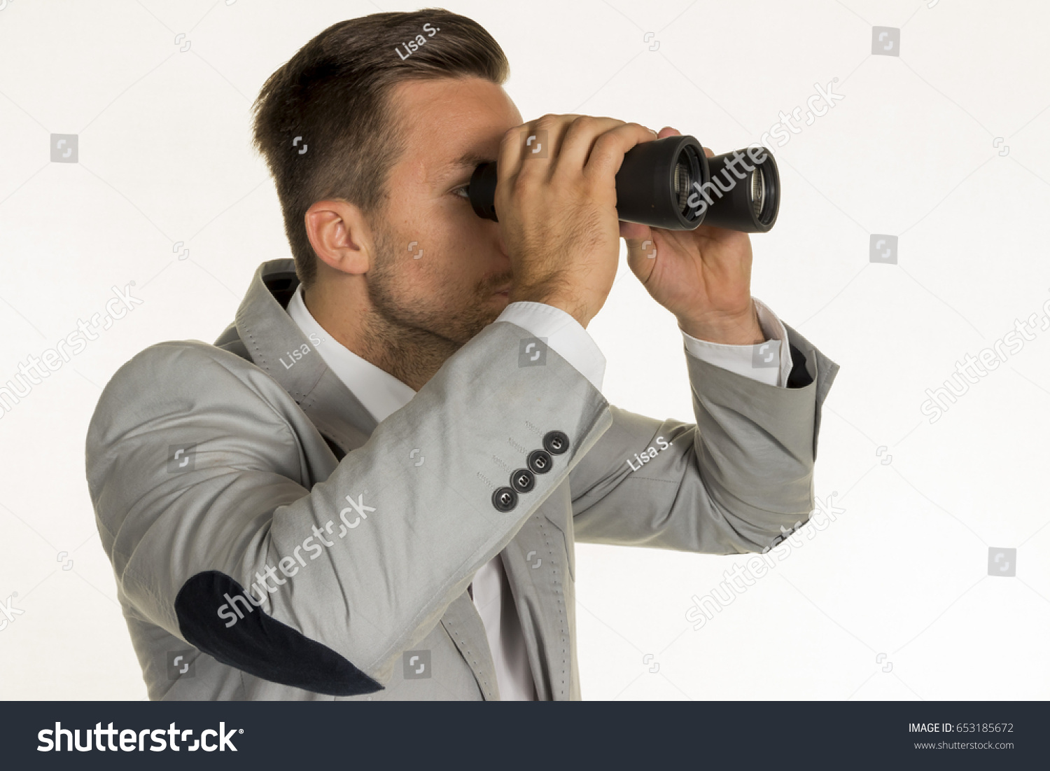 manager with binoculars #653185672
