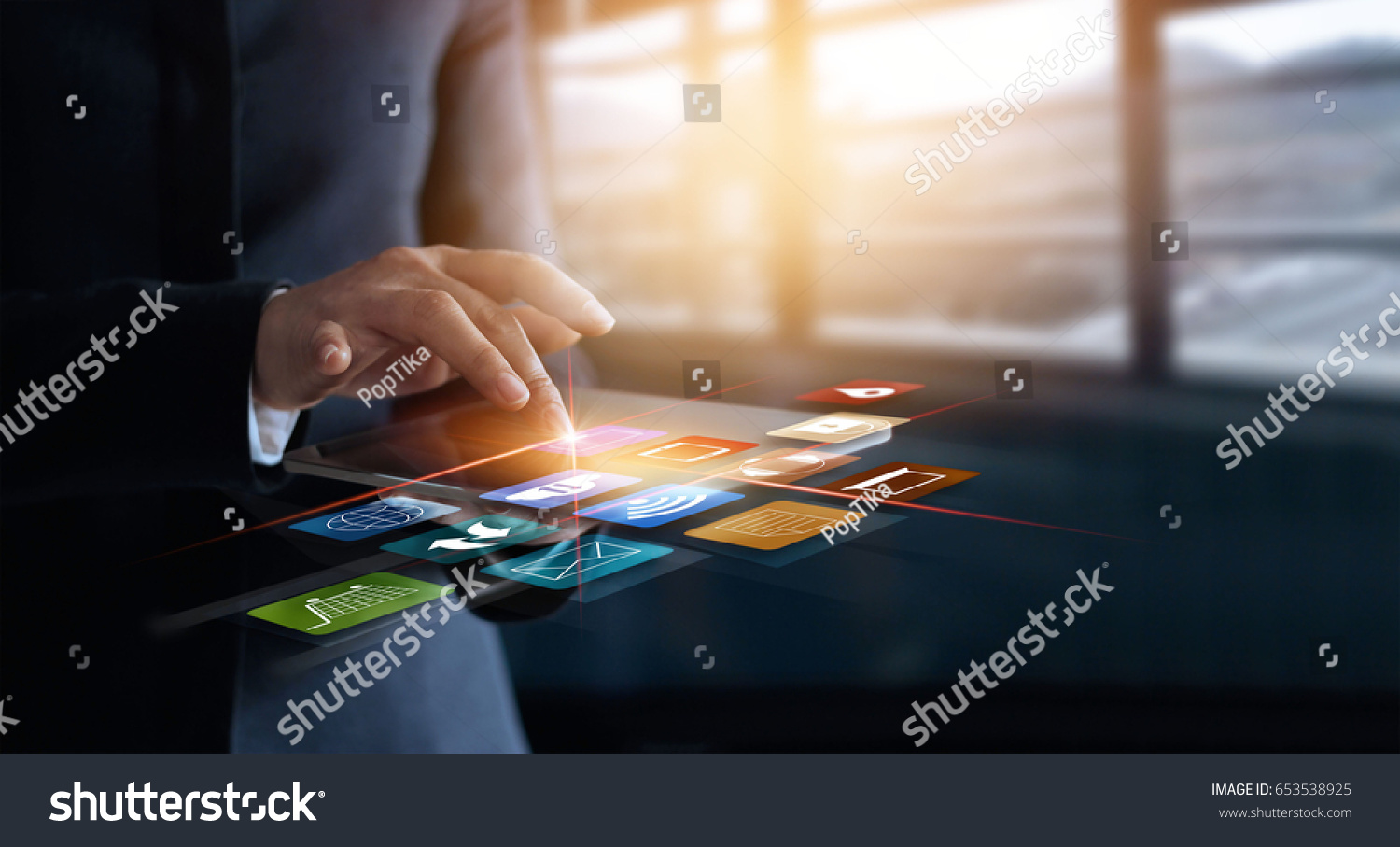 business woman using mobile payments online shopping and icon customer network connection on virtual screen, m-banking and omni channel
 #653538925