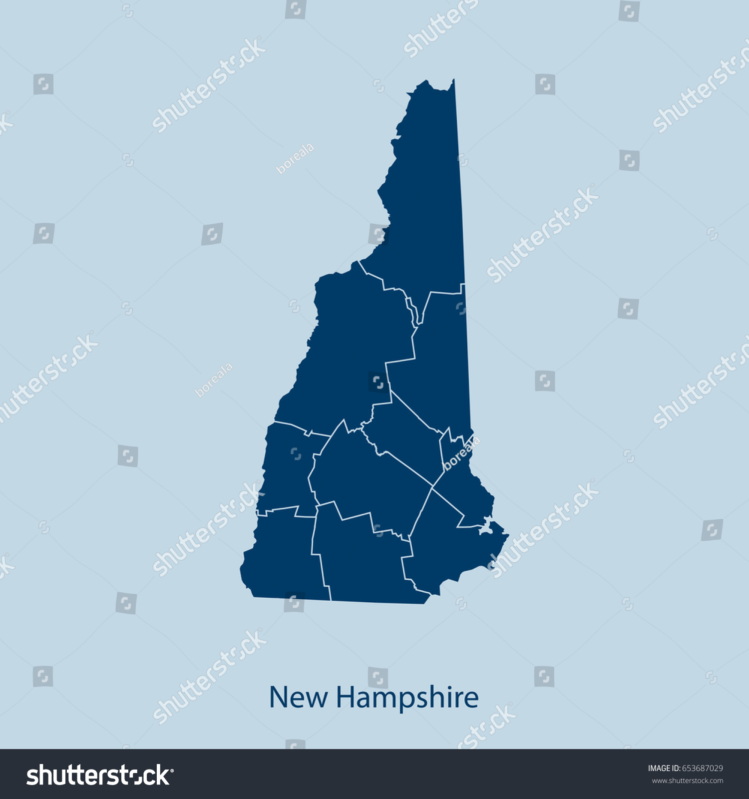 map of New Hampshire - Royalty Free Stock Vector 653687029 - Avopix.com