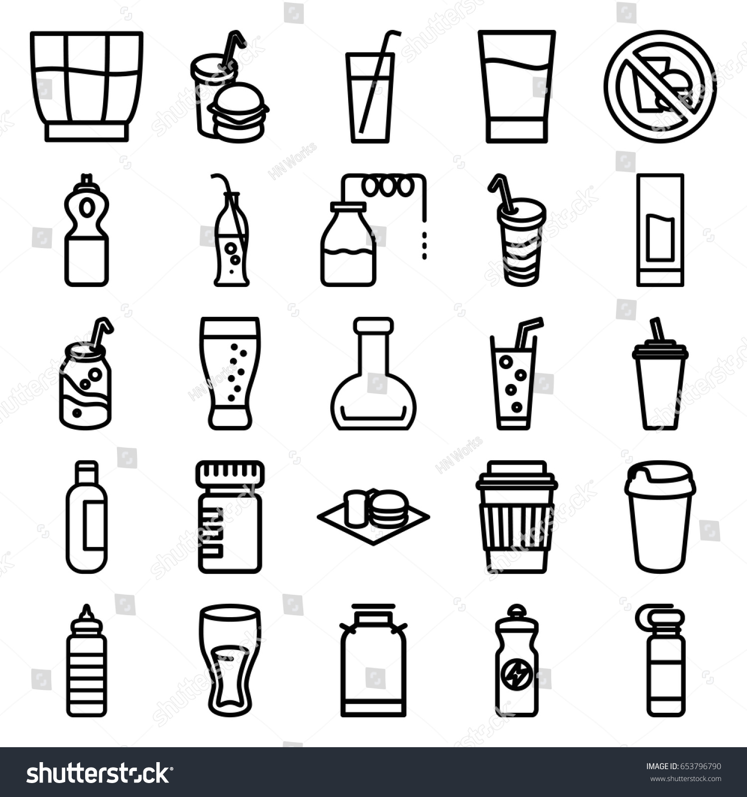 Soda icons set. set of 25 soda outline icons - Royalty Free Stock ...