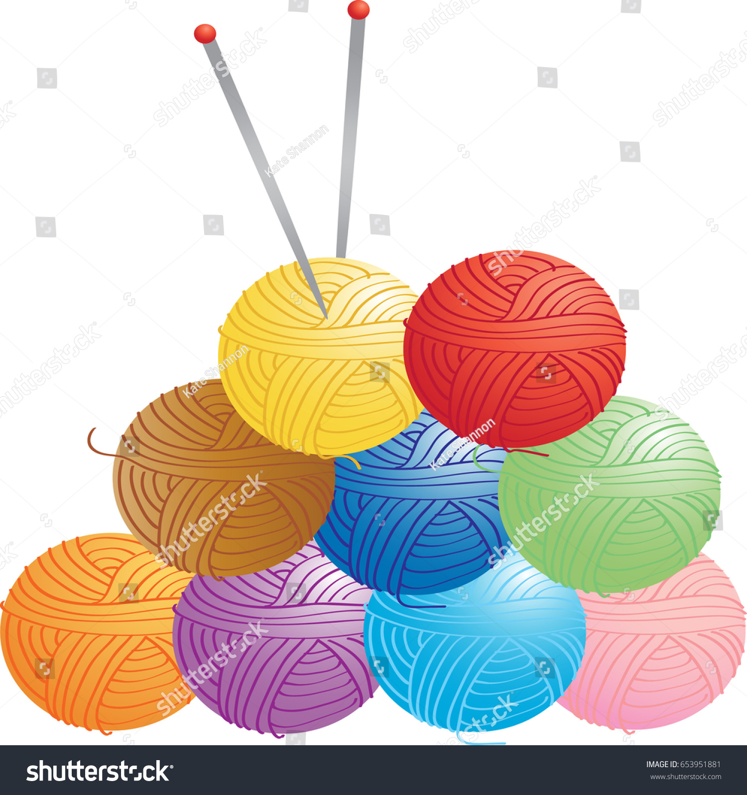 Cartoon illustration of several balls of wool - Royalty Free Stock ...