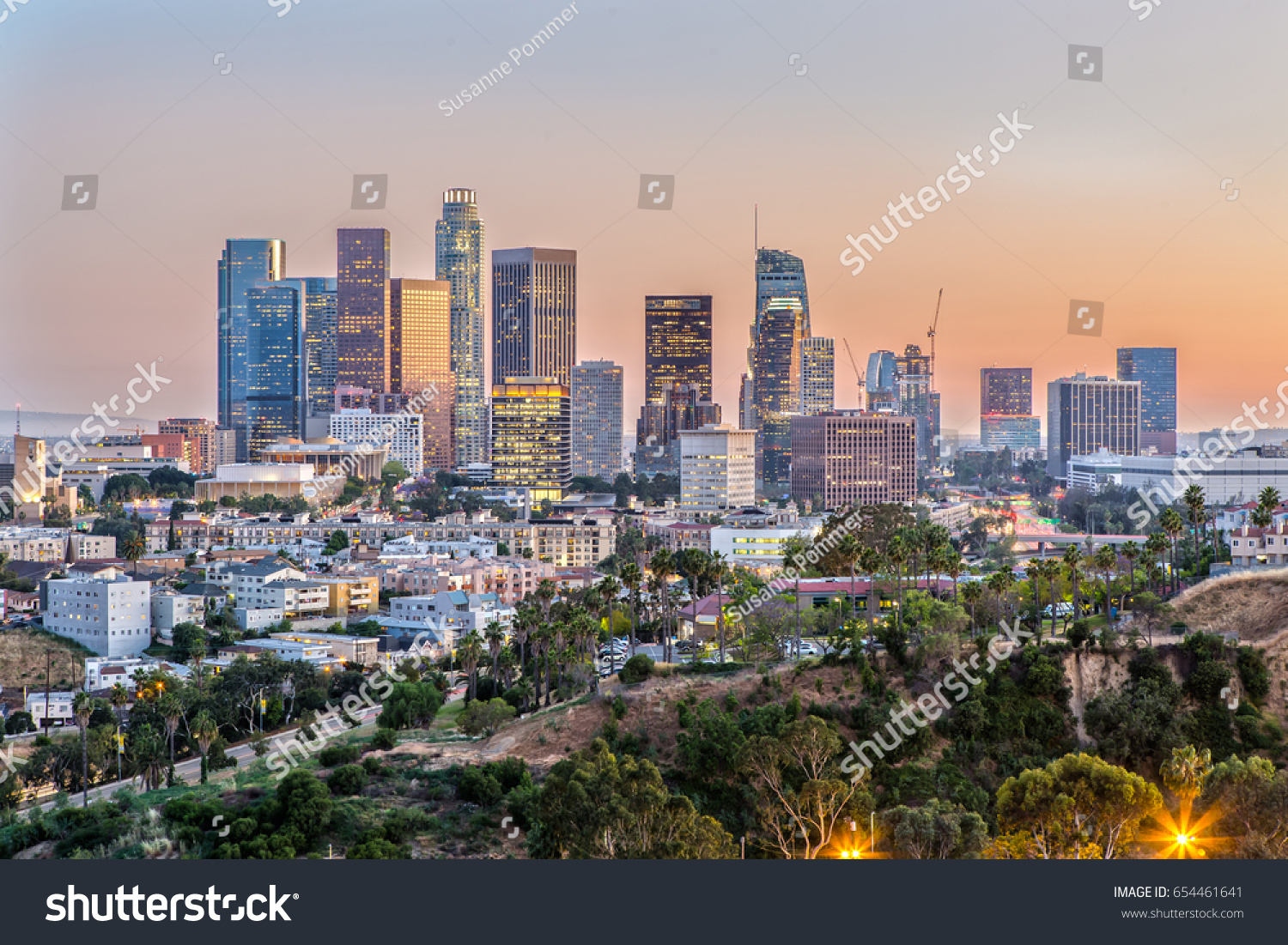 The Skyline of Los Angeles at Sunset #654461641