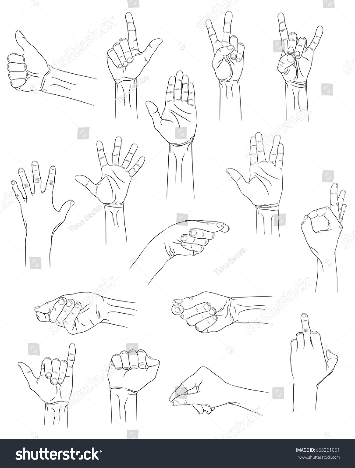 big set gestures of hands expression of emotion - Royalty Free Stock ...