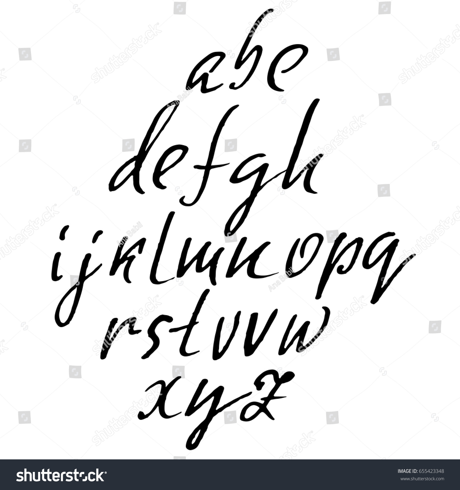 Hand Drawn Elegant Calligraphy Font Modern Royalty Free Stock Vector 655423348 