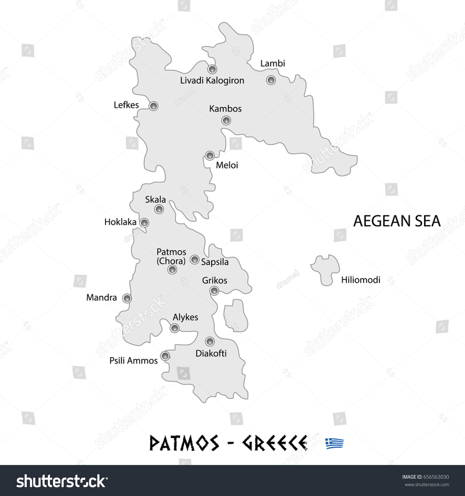 Island Of Patmos In Greece White Map Art Royalty Free Stock Vector   Avopix 656563030 