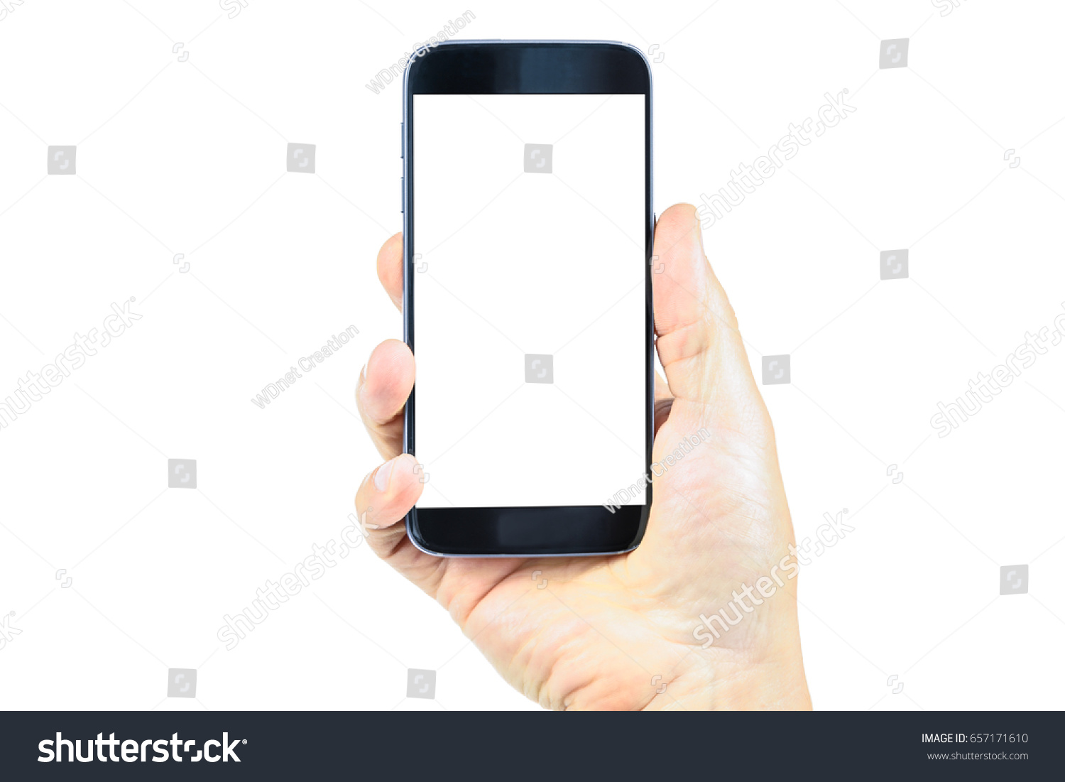 Modern and generic blank smartphone in the hand - mockup resource. #657171610