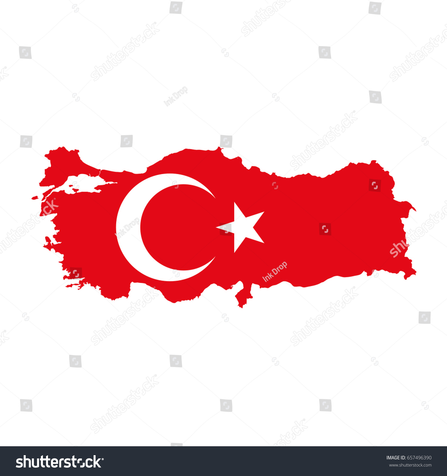 Turkey flag map. Country outline with national - Royalty Free Stock ...