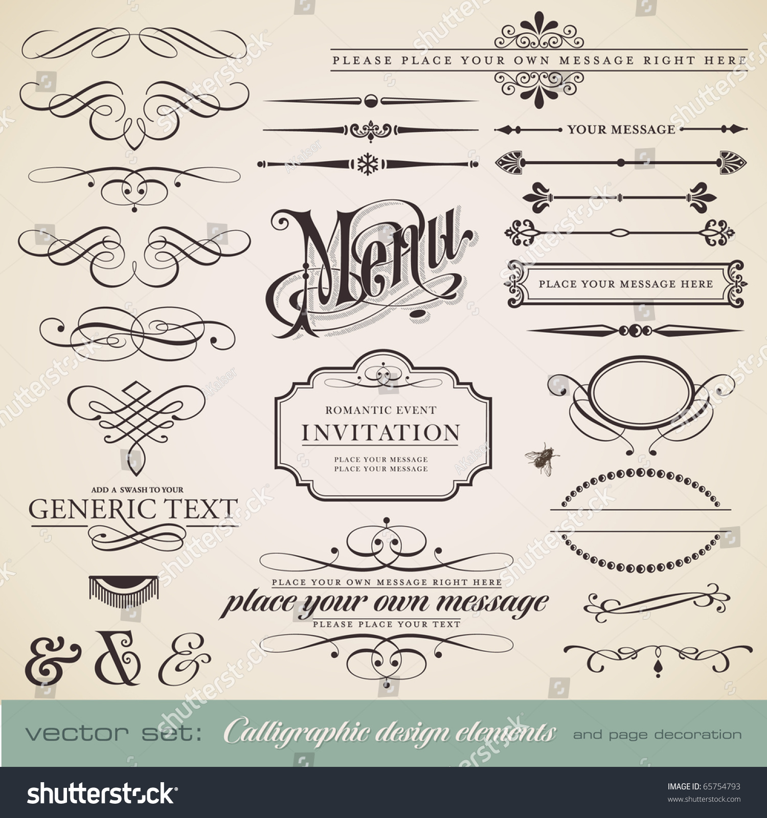 vector set: calligraphic design elements and page decoration - lots of useful elements to embellish your layout #65754793