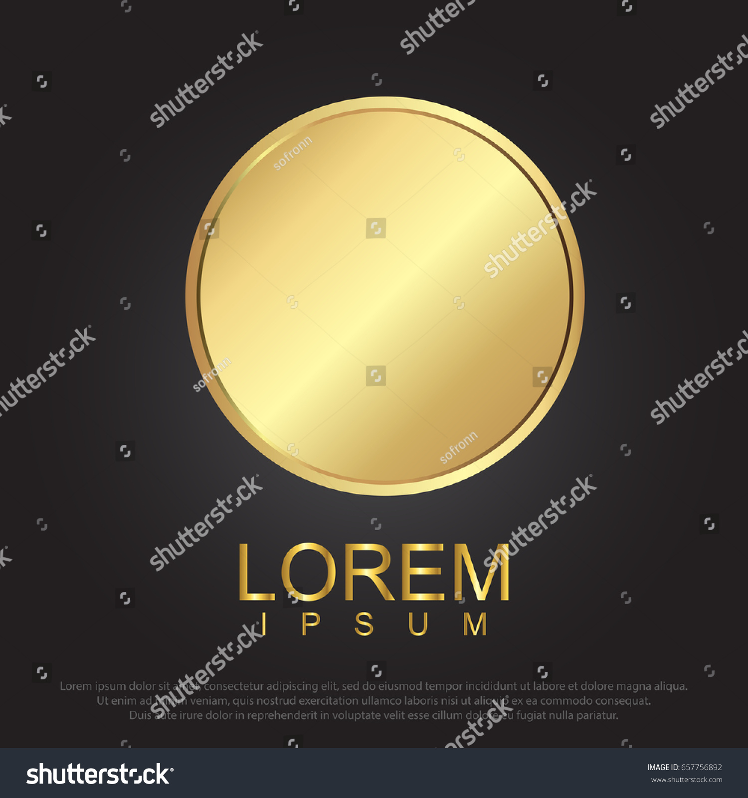 Gold circle, Realistic metal button with circular processing. vector illustration eps 10. #657756892