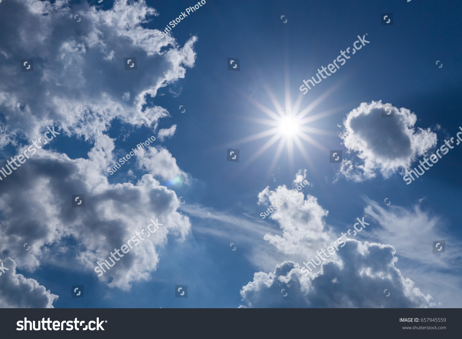 sun light on dramatic moody sky with cloud #657945559