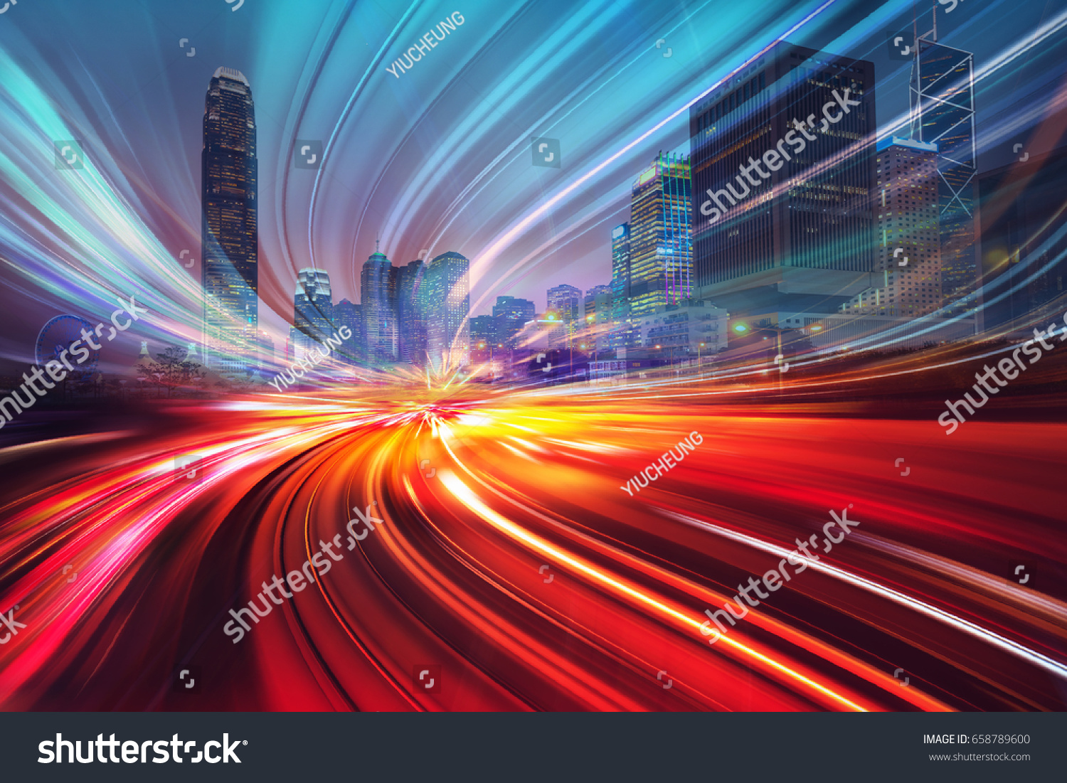 Motion speed effect with City Night Illustration #658789600
