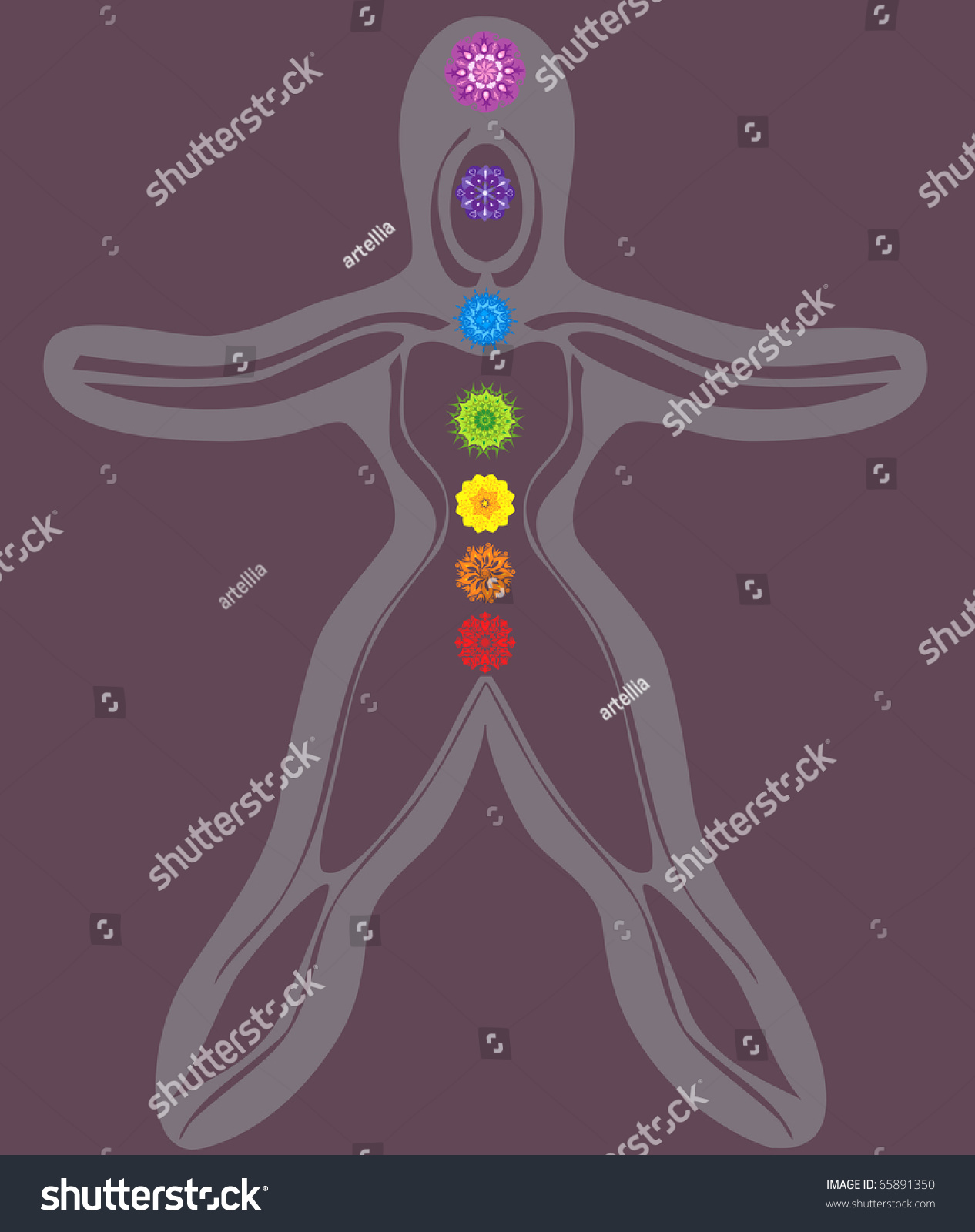 7 Body Chakras With Mandalas And Aura Royalty Free Stock Vector 65891350 1100