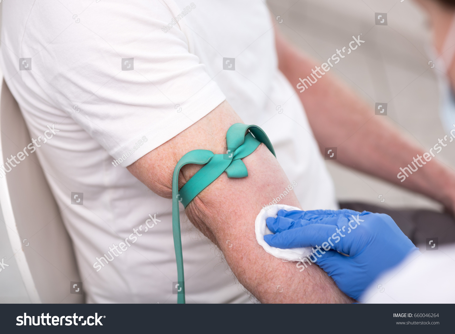 Disinfecting of the skin before an injection #660046264