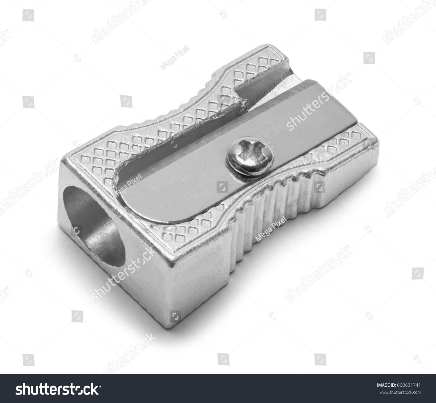 Metal Pencil Sharpener Isolated on White Background. #660631741